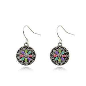 Bohemian round water droplets enamel women’s drop pierced earrings.